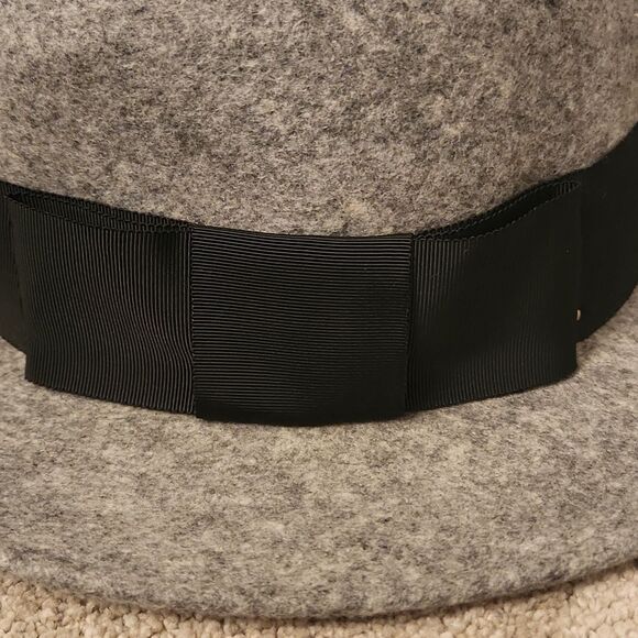 Kate Spade Gray Wool Fedora Hat w/ Black Bow Band One Size NWT main image 9